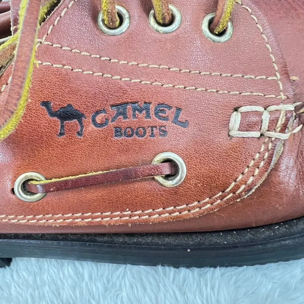 CAMEL BOOTS Brand Men's Classic Leather Boat Shoes 8.5  Chunky Sole  Old Money